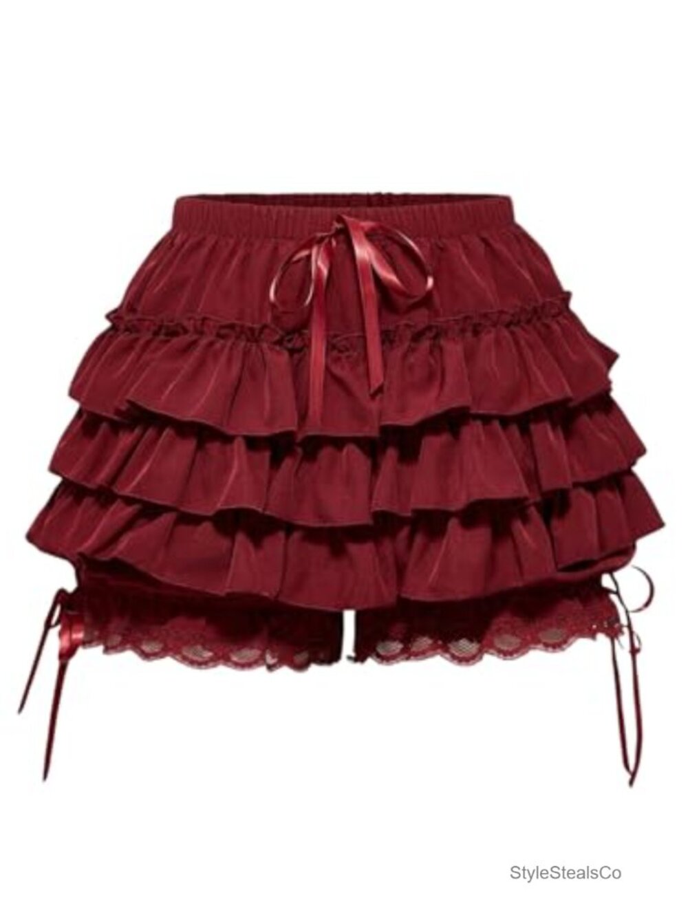 Women's Y2K Bloomer Shorts Elastic Waist Lace Ruffle Mini